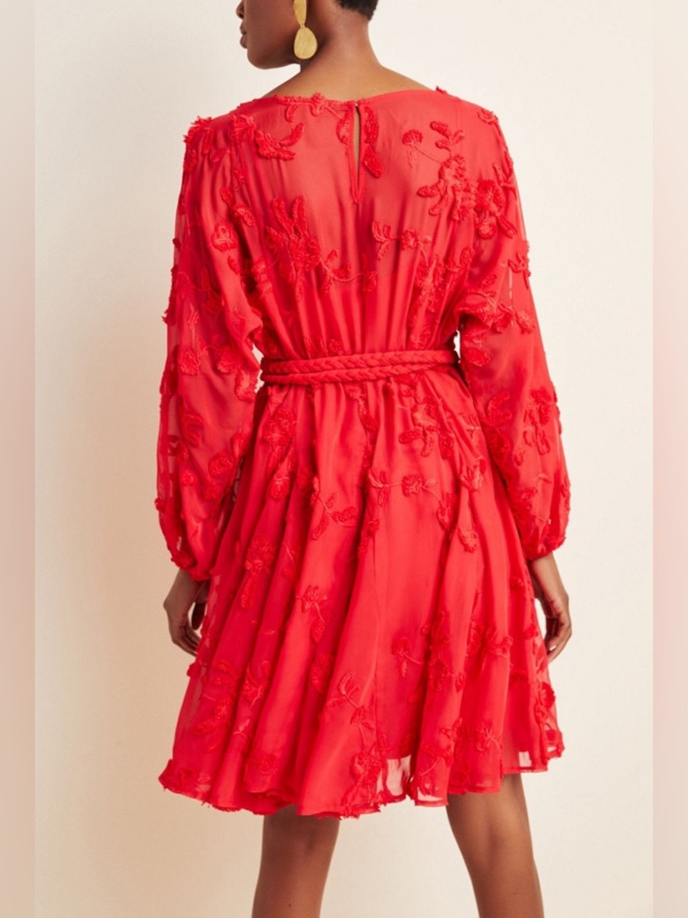 Anthropologie Mare Mare Red Amal Textured Mini Dress Size Large - Picture 7 of 15